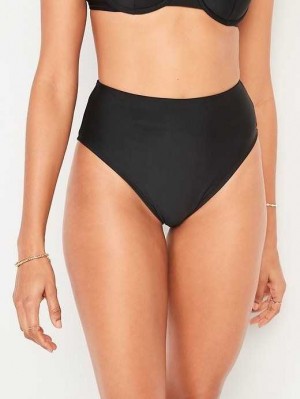 Old Navy High-Waisted French-Cut Bikini Swim Bottoms Badeanzüge Damen Ebony | 6840ECQLY