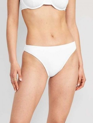 Old Navy High-Waisted French-Cut Gerippt Bikini Swim Bottoms Badeanzüge Damen Weiß | 7531HWLID