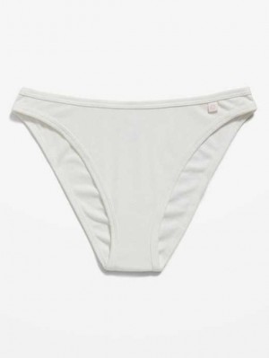 Old Navy High-Waisted French-Cut Rib-Knit Bikini Underwear Unterwäsche Damen Weiß | 2145LPGCV