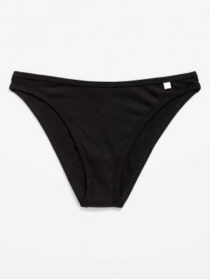 Old Navy High-Waisted French-Cut Rib-Knit Bikini Underwear Unterwäsche Damen Schwarz | 3521CGRIL