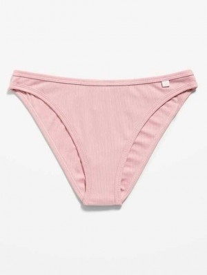 Old Navy High-Waisted French-Cut Rib-Knit Bikini Underwear Unterwäsche Damen Rosa | 4967SZPDR