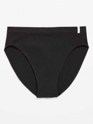 Old Navy High-Waisted French-Cut Seamless Rib-Knit Bikini Underwear Unterwäsche Damen Schwarz | 8951QTVDF