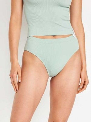 Old Navy High-Waisted French-Cut Seamless Rib-Knit Bikini Underwear Unterwäsche Damen Briny Water | 1578AGOJB