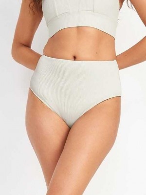 Old Navy High-Waisted Gerippt Bikini Swim Bottoms Badeanzüge Damen Creme De La Creme | 5476STNZD