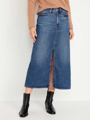 Old Navy High-Waisted Jean Midi Skirt GolfSkirts Damen Waschen | 2961WFKHN