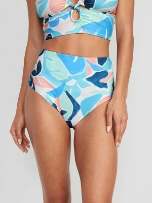 Old Navy High-Waisted Klassische Bikini Swim Bottoms Badeanzüge Damen Blau | 6795PKGUV