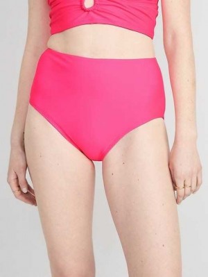 Old Navy High-Waisted Klassische Bikini Swim Bottoms Badeanzüge Damen Neon Petunia | 1730NOVKT