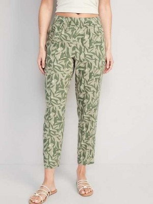 Old Navy High-Waisted Linen-Blend Cropped Taper Pants Hose Damen Grün | 0942FPONU