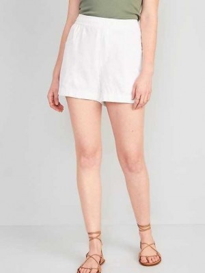 Old Navy High-Waisted Linen-Blend Shorts Kurze Hose Damen Weiß | 8401ZSBPK