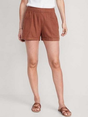 Old Navy High-Waisted Linen-Blend Utility Shorts Kurze Hose Damen Maplewood | 4326SWQPN