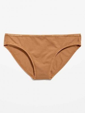 Old Navy High-Waisted Logo Graphic Bikini Underwear Unterwäsche Damen Beige | 4827PFANZ