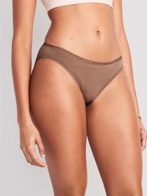 Old Navy High-Waisted Logo Graphic Bikini Underwear Unterwäsche Damen Cocoa Fawn | 5312OVIWX
