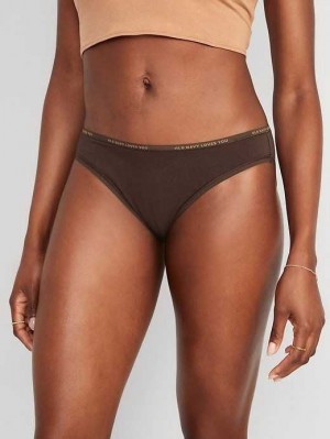 Old Navy High-Waisted Logo Graphic Bikini Underwear Unterwäsche Damen French Roast | 9516VJPDW