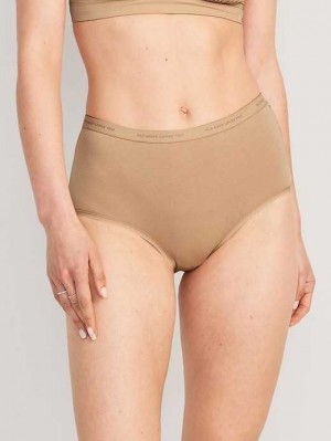Old Navy High-Waisted Logo Graphic Bikini Underwear Unterwäsche Damen Braun | 1702JLABX