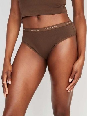 Old Navy High-Waisted Logo Graphic Klassische Bikini Underwear Unterwäsche Damen Dunkel | 2351QSPWN