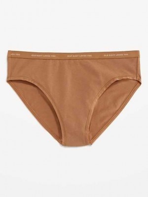 Old Navy High-Waisted Logo Graphic Klassische Bikini Underwear Unterwäsche Damen Beige | 5786HQEXL