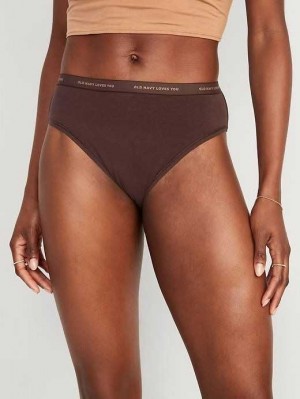 Old Navy High-Waisted Logo Graphic Klassische Bikini Underwear Unterwäsche Damen French Roast | 9025XOTMN