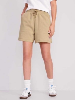 Old Navy High-Waisted Lounge Sweat Shorts Jogginghose Damen Coyote | 7640SIZLN