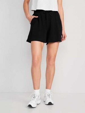 Old Navy High-Waisted Lounge Sweat Shorts Jogginghose Damen Schwarz | 1037NRJVX