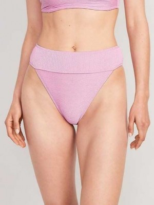 Old Navy High-Waisted Metallic Shine Bikini Swim Bottoms Badeanzüge Damen Lila | 5836EWMKJ