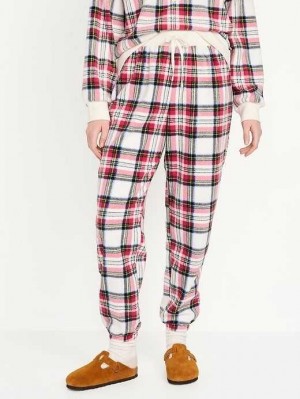 Old Navy High-Waisted Micro Fleece Pajama Jogger Pants Pyjama Damen Weiß | 3462VCAZY