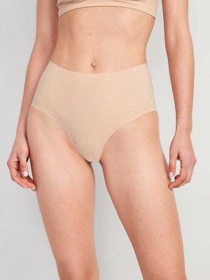 Old Navy High-Waisted No-Show Bikini Underwear Unterwäsche Damen Frappe | 4075JSPNX
