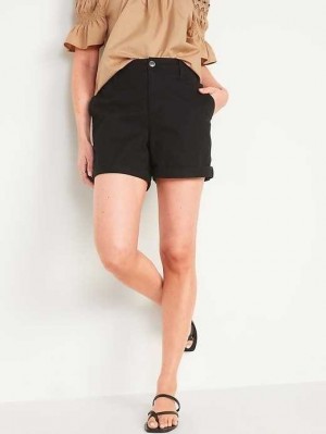 Old Navy High-Waisted OGC Pull-On Chino Shorts Kurze Hose Damen Schwarz | 2063HLURG