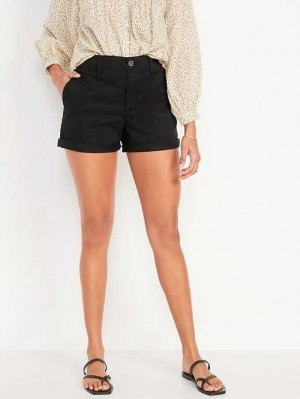 Old Navy High-Waisted OGC Pull-On Chino Shorts Kurze Hose Damen Schwarz | 3542KUYVQ