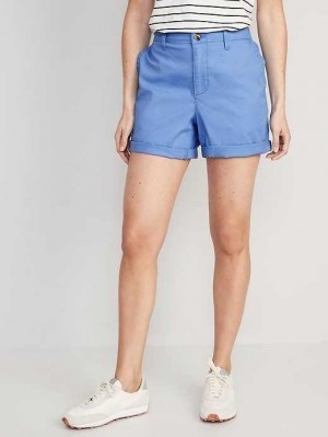 Old Navy High-Waisted OGC Pull-On Chino Shorts Kurze Hose Damen Blau | 3870FKZNO