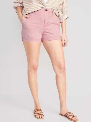 Old Navy High-Waisted OGC Pull-On Chino Shorts -- 3.5-inch inseam Kurze Hose Damen Rosa | 6572SGHJL