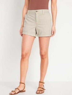 Old Navy High-Waisted OGC Pull-On Chino Shorts Kurze Hose Damen Grau | 0843MAPDU