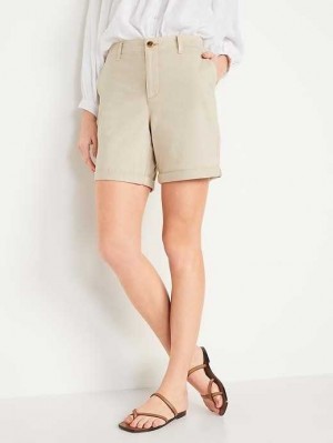 Old Navy High-Waisted OGC Pull-On Chino Shorts Kurze Hose Damen Grau | 9530PHZCN
