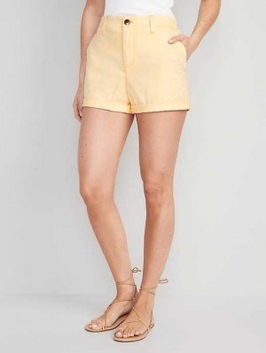 Old Navy High-Waisted OGC Pull-On Chino Shorts -- 3.5-inch inseam Kurze Hose Damen Golden Straw | 1052TKWDJ