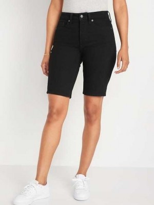 Old Navy High-Waisted O.G. Gerade Black-Wash Jean Shorts Unterteile Damen Schwarz | 9567VATJQ
