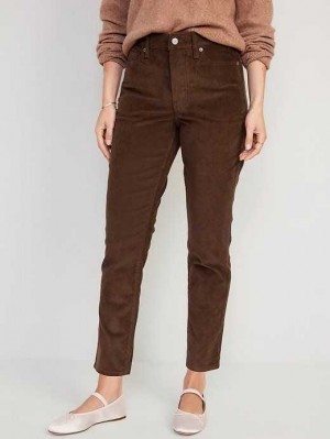 Old Navy High-Waisted OG Gerade Corduroy Ankle Pants Jeans Damen Espresso | 8670IDGLT