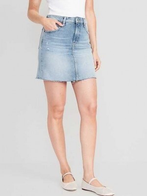 Old Navy High-Waisted OG Gerade Cut-Off Mini Jean Skirt GolfSkirts Damen Myra | 5281UAKGR