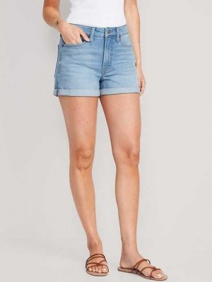 Old Navy High-Waisted OG Gerade Jean Shorts Kurze Hose Damen Lea | 4705MAGLJ