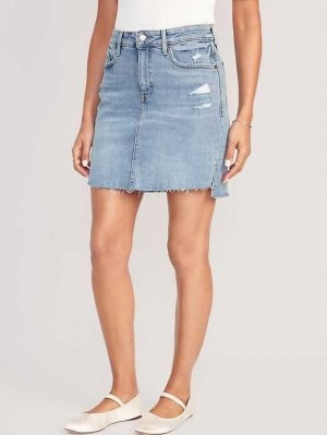 Old Navy High-Waisted OG Gerade Mini Cut-Off Jean Skirt Unterteile Damen Hell | 3024FAUWO