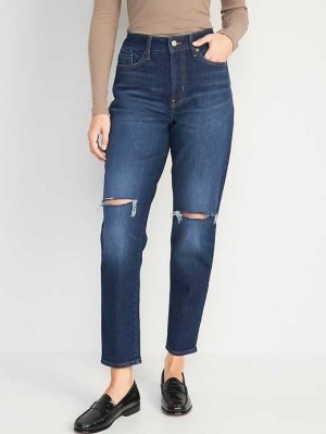 Old Navy High-Waisted OG Gerade Ripped Ankle Jeans Jeans Damen Adley | 3126WREXA