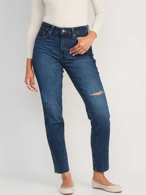 Old Navy High-Waisted O.G. Gerade Ripped Cut-Off Jeans Jeans Damen Ayla | 3671BVTOX