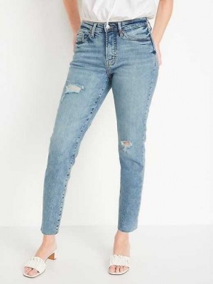 Old Navy High-Waisted OG Gerade Ripped Cut-Off Ankle Jeans Jeans Damen Cora | 6947UVREX