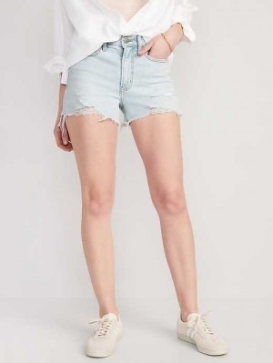 Old Navy High-Waisted OG Gerade Ripped Jean Shorts Kurze Hose Damen Leif | 9056FPNUV