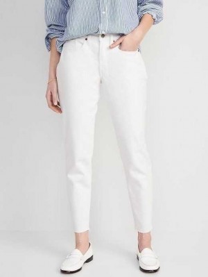 Old Navy High-Waisted OG Gerade White-Wash Cut-Off Ankle Jeans Jeans Damen Weiß | 5934MQOHT