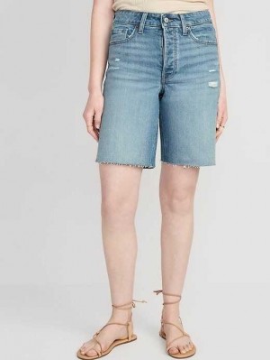 Old Navy High-Waisted OG Loose Button-Fly Jean Shorts Kurze Hose Damen Lila | 2759WQYZH