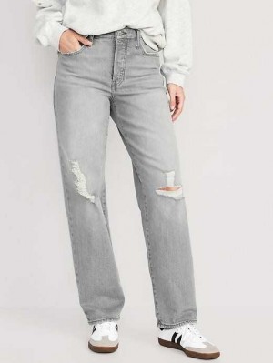 Old Navy High-Waisted OG Loose Jeans Jeans Damen Grau Waschen | 1968ZGYIC