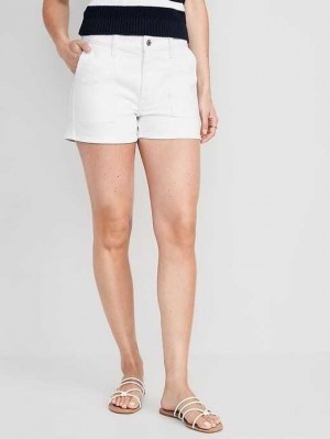 Old Navy High-Waisted OG Loose White Jean Utility Shorts Kurze Hose Damen Weiß | 0295EWHDL