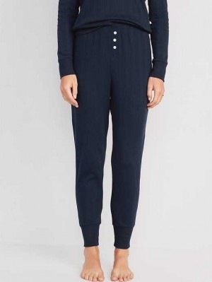 Old Navy High-Waisted Pajama Jogger Pants Pyjama Damen Navy | 4637LZUPV