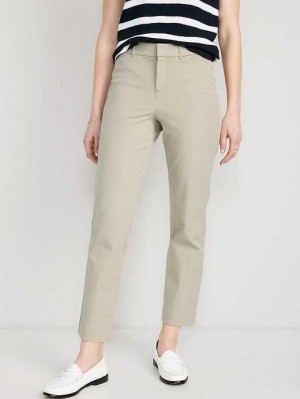 Old Navy High-Waisted Pixie Gerade Ankle Pants Unterteile Damen Beige | 4390HVIAT