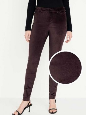 Old Navy High-Waisted Pixie Schlank Velvet Pants Hose Damen Lila Bordeaux | 4091HPMGR