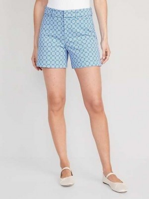 Old Navy High-Waisted Pixie Trouser Shorts Kurze Hose Damen Blau | 0982ECPJH